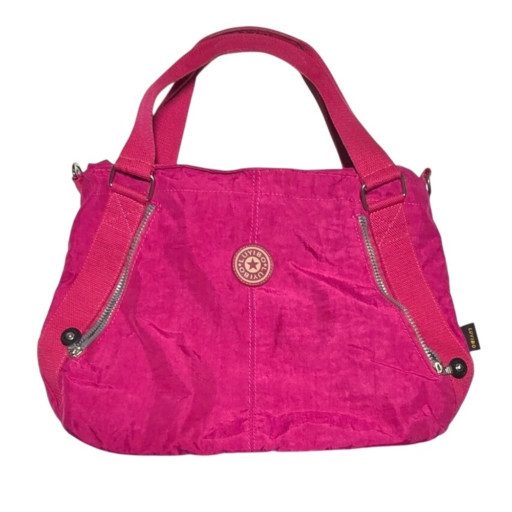 LUYIBO Hot Pink Nylon Multi-Pocket Shoulder Bag Handbag‎ Fuchsia Y2K Style UEC
